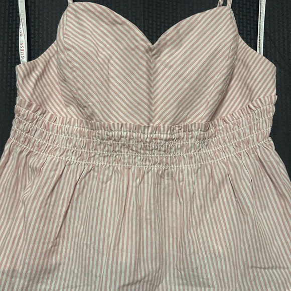 NEW Guess Pink and White Stripped Babydoll Blouse Womens size Small - Picture 2 of 8